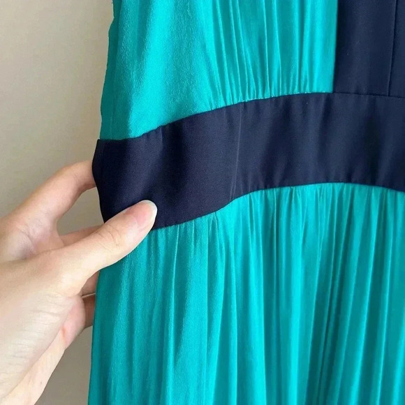 Miss Sixty Teal and Navy Blue Silk Gown Maxi Floral Dress, Size 4 - Picture 7 of 15